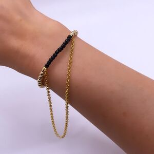 Wool + Pepper Co. Black & Gold Chained Bracelet